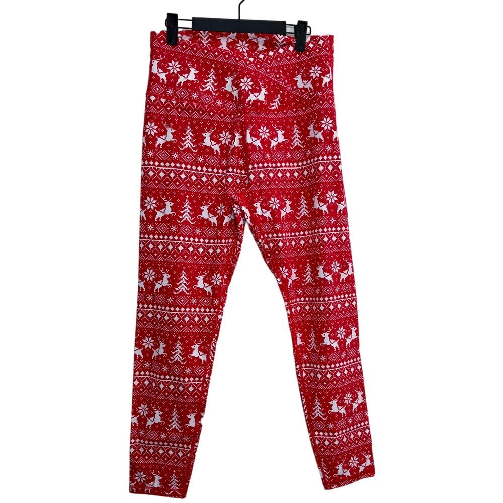 NWT Women's Christmas Holiday Red Print Leggings XL